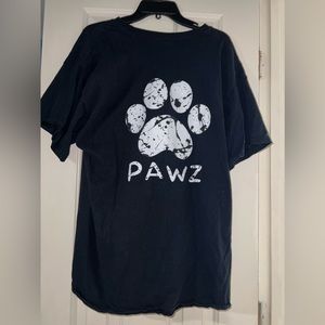 Black splatter paint printed PAWZ T-shirt